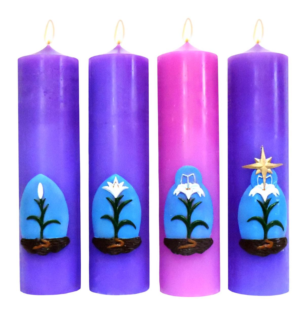 Coroa do Advento - Modelo 2 (Roxa e Rosa) - Abadia da Ressurreição