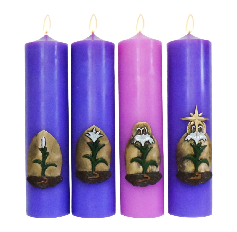 Coroa do Advento - Modelo 1 (Roxa e Rosa) - Abadia da Ressurreição
